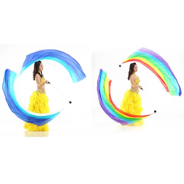 

2pcs flowy silk veil poi throw ball for belly dance indian dancing accessory, Blue