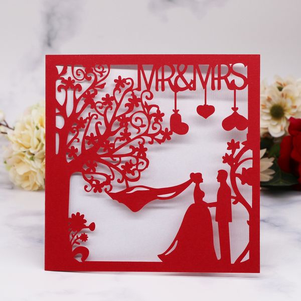 

50шт романтическая свадебная пригласительная открытка со скульптурными узорами жениха и невесты, свадебная помолвка любовная тематическая ве, Black