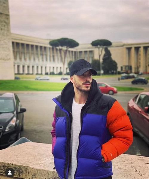 

brand mens parkas north doudoune winter solid color mens stand collar jackets fahion male apparel, Black