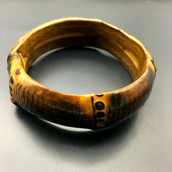 

2 pieces of fashion natural carbonized bamboo bracelet handmade natural bamboo bracelet ing, Golden;silver