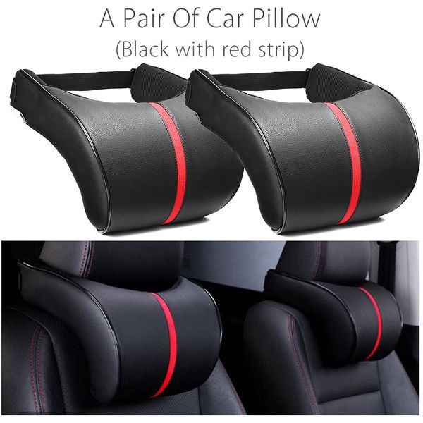

автокресло подушки head neck черный + красный 657326 16 * 26 * 9см регулируемое travel pad авто подголовник rest set kit leather