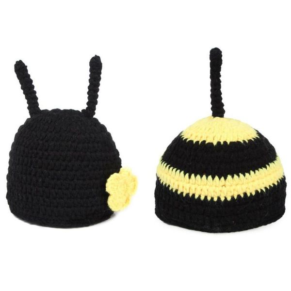 

2pcs/set cute baby boy girl insect bee woven cap pants children p props, Yellow