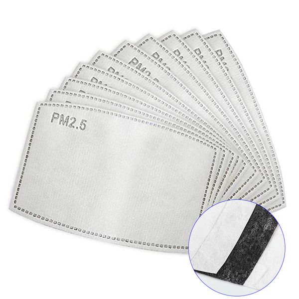 Filtro protettivo PM2.5 a 5 strati Carta da filtro sostituibile Maschera antiappannante Maschera antipolvere Carta da filtro