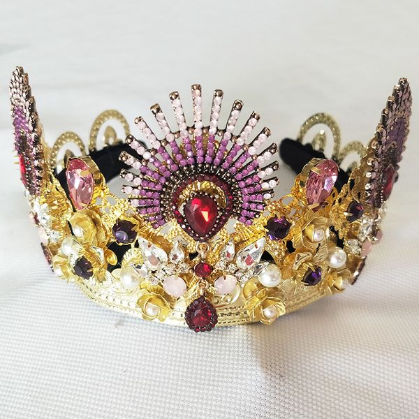 

Luxuriou parkling gold cry tal baroque queen wedding tiara crown pageant prom diadem headpiece bridal hair jewelry acce orie c18122801