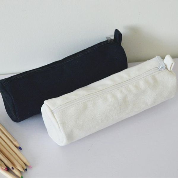 

concise white black pencil case for girls boys makeup bag canvas cosmetic bag fast shipping f2428