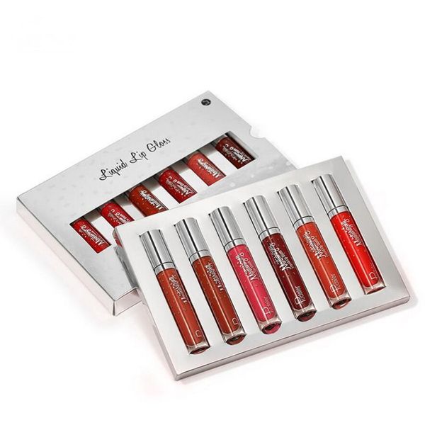 Pudaier Liquid Lipstick Lip Gloss Define 6 Cores Profissional Maquiagem Batom Brilhante À Prova D 'Água de Longa Duração Cosméticos Maquiagem