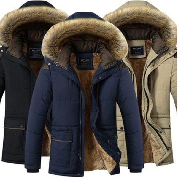 

plus size 5xl winter windproof parkas men solid parkas cotton warm clothes padded men casual jackets thicken coats over coat, Tan;black