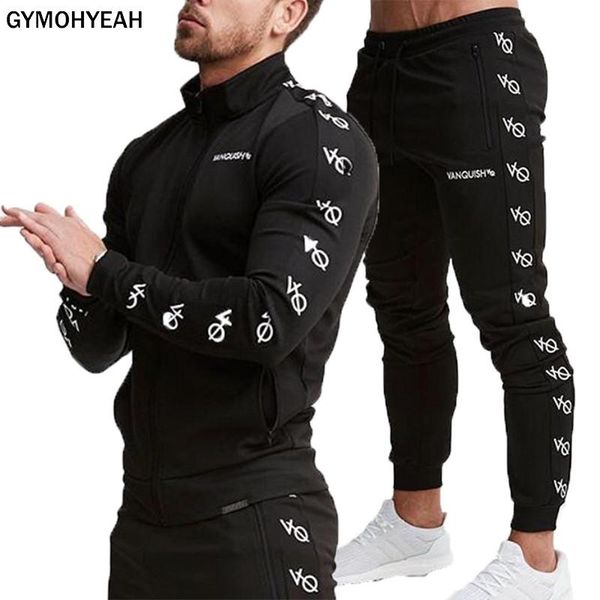 

мужские наборы мода спортивная костюмы комплекты мужские gyms толстовки + брюки случайные пиджаки костюмы chandal hombre completo, Gray