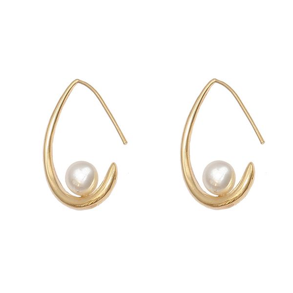 

wtltc waterdrop shaped pearls hoop earrings for women baroque huggies earrings dainty geometric bridesmaids jewelry, Golden