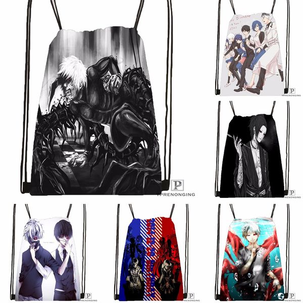 

custom tokyo ghoul kaneki ken drawstring backpack bag cute daypack kids satchel (black back) 31x40cm#180531-04-25