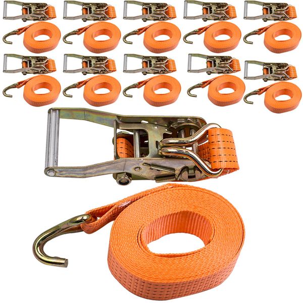 

10x for heavy duty ratchet strap tie down cargo 6 metre/19.68inch long 50mm 5000kg
