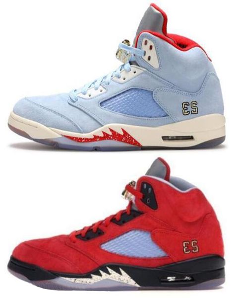 

2019 new trophy room x 5s ice blue jsp red men basketball shoes 5 ice blue jsp mens sneakers with box, White;red