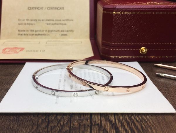 

2019 новый узкие версия любовь браслет imported золочение 18k розовое золото платина non шуруп браслет бесплатная доставка, Black