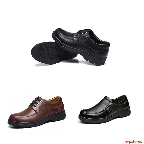 

whosale 2019 mens shoes men business dress up leather shoes triple black winter plus velvet korean casual shoe