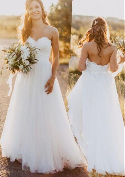 

elegant lace beach wedding dress sweetheart applique a line simple plus size country summer beach garden wedding gowns, White
