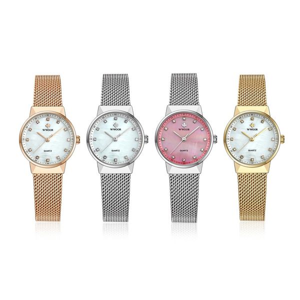 

fashion women fashion waterproof quartz rhinestone watch mesh steel strap wrist watch elegant design, Slivery;brown