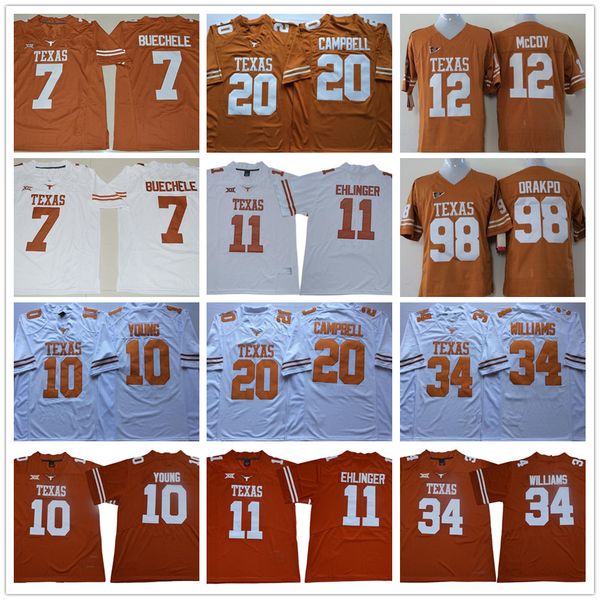 

ncaa техас longhorns футбол 11 сэм ehlinger 7 шейн buechele 10 винс янг 20 эрл кэмпбелл 34 ricky williams sugar bowl джерси 150-й, Black