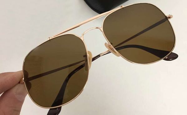 

vintage gold brown pilot sunglasses square sun glasses 57mm designer sunglasses shades new with box, White;black