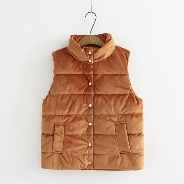 

plus size cotton velvet stand collar sleeveless women vest parka 2020 winter thick casual ladies single breasted jackets female, Black;white