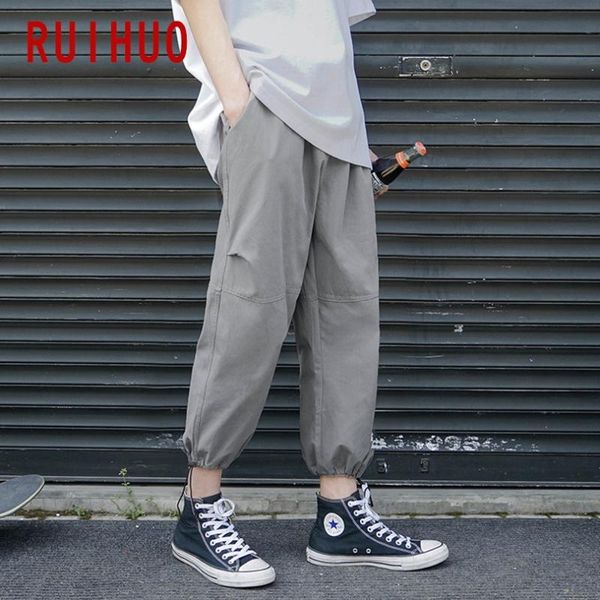 

ruihuo 2020 new solid harem pants men trousers joggers casual pants men sweatpants hip hop streetwear male plus size m-2xl, Black