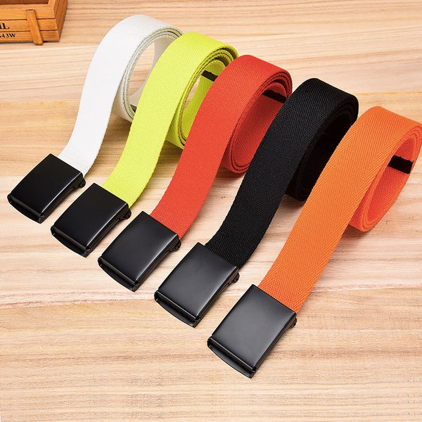 

tactical belt 3.8 cm wide casual canvas red belt outdoor automatic buckle men black white orange color, Black;brown