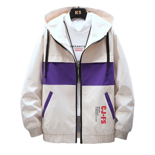 

men's jackets 2021 spring clothing jacket stitching letter printing long sleeve fashion handsome hooded hip hop, Black;brown
