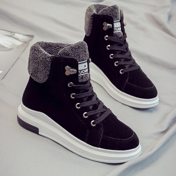 

new women boots winter warm snow boots women faux suede ankle for female winter shoes botas mujer plush shoes y959, Black