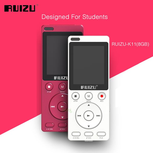 

ruizu k11 8gb mp3 music player portable digital voice recorder built-in loudspeaker support tf card one-key a-b repeat for study