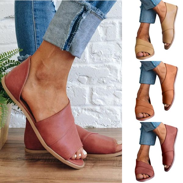 

2019 new women sandals fashion peep toe buckle design fish mouth sandals women flat shoes summer beach ladies shoes, Black
