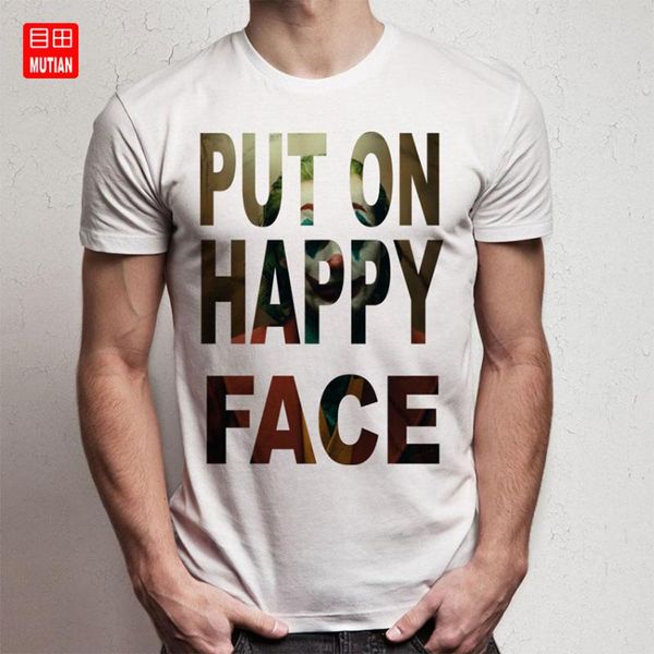 

put on happy face joker t shirt, White;black