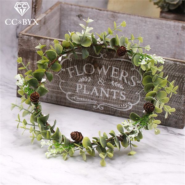 

cc wedding jewelry crown garland hairbands engagement hair accessories for bride bridesmaids party leaf flower forest style 7105, Golden;white