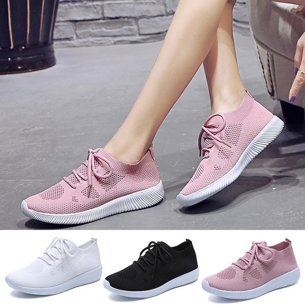 

2019 sneakers leisure women's outdoor mesh lace up sports shoes run breathable shoes sneakers dropshipping zapatos de mujer, Black