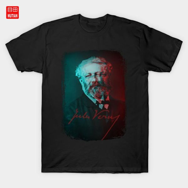 

science fiction visionary - jules verne portrait 3 t-shirt steampunk love book fantasy portrait author vintage literary jules, White;black