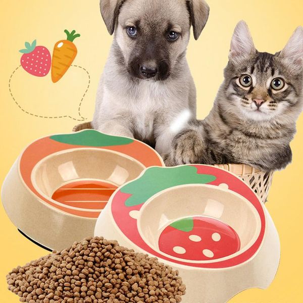 Acheter Belle Série De Fruits De Dessin Animé Chien Bol Chat Bol Unique Fibre De Bambou Eau Antidérapante Double Usage Alimentation Plat Fournit De