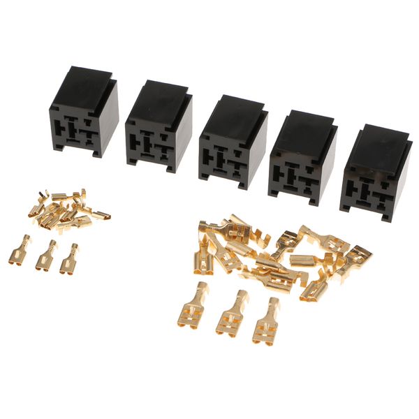 

5pcs 80a relay connector 4-pin mounting socket + terminals base holder