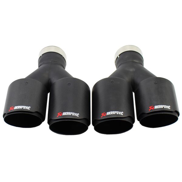 

2pcs (левый + правый) углеродное волокно и выхлопные газы из нержавеющей стали akrapovic автомобилей глушитель трубы двойных советов конец t