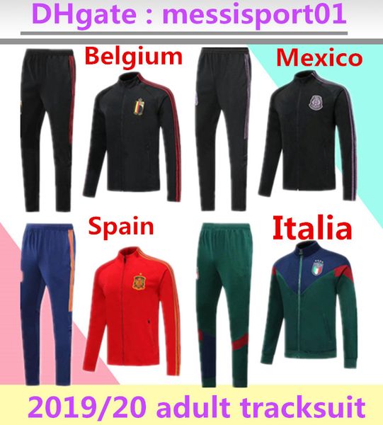 

2019 2020 italy belgium tracksuit full zipper soccer jacket football tracksuit survetement 19 20 spain sport swear mexico jacket, Black