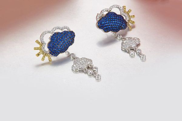 

925 sterling silver elegant tiny white clouds stud earrings delicate hollow sun hoop earrings punk shaped