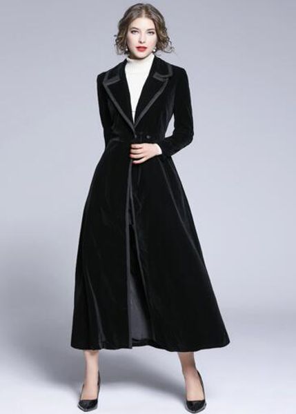 

new women's temperament spring jacket black velvet coat