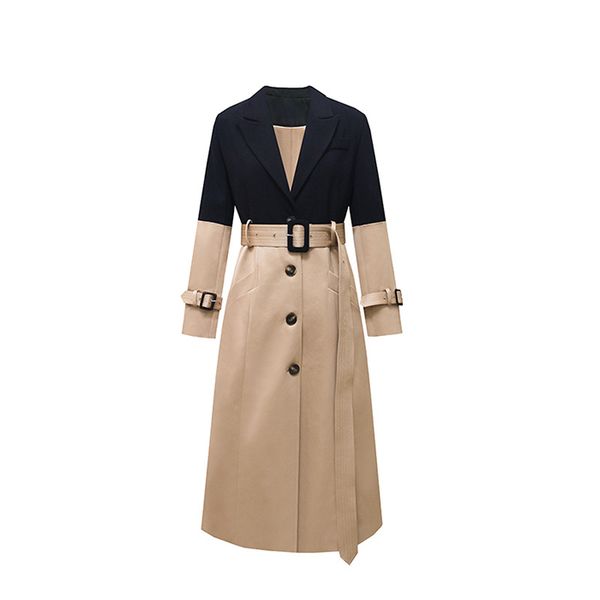 

2019 autumn women's elegant fashion trench, Tan;black