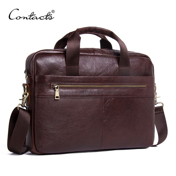 

contacts men briefcase genuine leather shoulder bag lapbusiness handbag