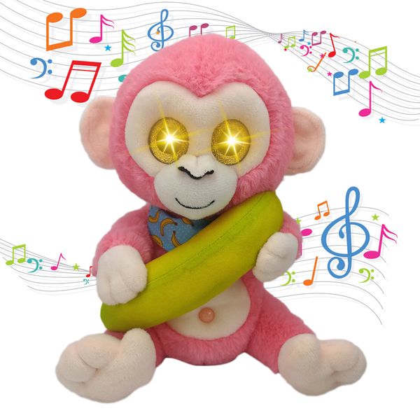 

cartoon electric talking monkey soft toy lighting eye cartoon monkey banana plush toy repeats what you say electronic plush toy
