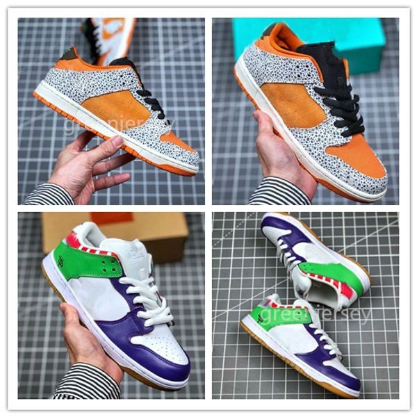 

new release sb dunk low safari low mens casual outdoor sports skateboard shoes 1s dunk sb pro yellow green black women des chaussures