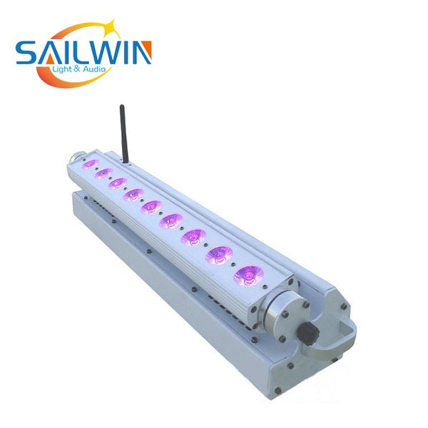 Беспроводная батарея Powered 9x18w Led Wall Washer RGBWA + UV 6in1 Wall Wash Led Bar Light