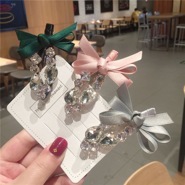 

luxurious bow metal rhinestone hair clip women clips barrettes crystal hairgrips waterdrop hairpins hair accessories hairpins