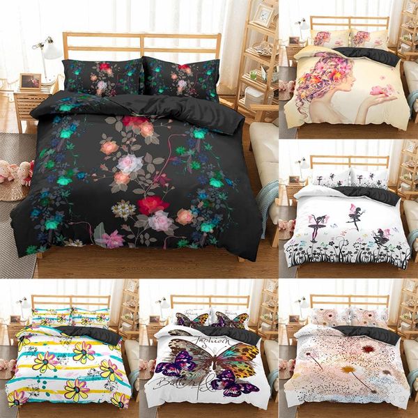

homesky bedding set king size quilt cover flower print for girls single bed linen duvet cover  size with pillowcases