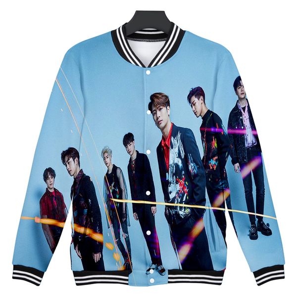 

got7 hoodies sweatshirts women/men winter casual harajuku baseball jacket modis kpop streatwear plus size xxxxl, Black