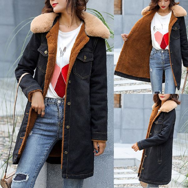

winter jacket women fur collar parkas slim zipper parkas wool hat belt hoodie thicken winter coat outwear long female coat#3, Black