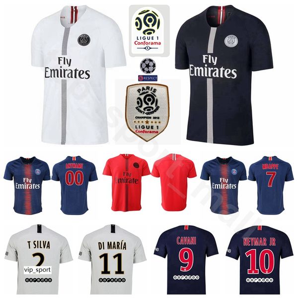 

18 19 FC AJ Paris Saint Germain Jersey PSG Soccer 7 MBAPPE 9 CAVANI 6 VERRATTI 11 DI MARIA SILVA Football Shirt Kit