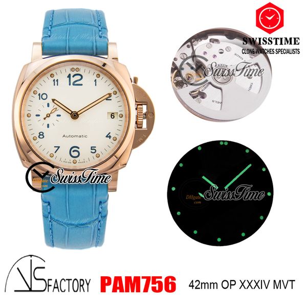 

vsf vs756 op xxxiv automatic mens watch 18k rose gold white dial blue number markers blue leather sapphire edition swisstime pma-a01, Slivery;brown